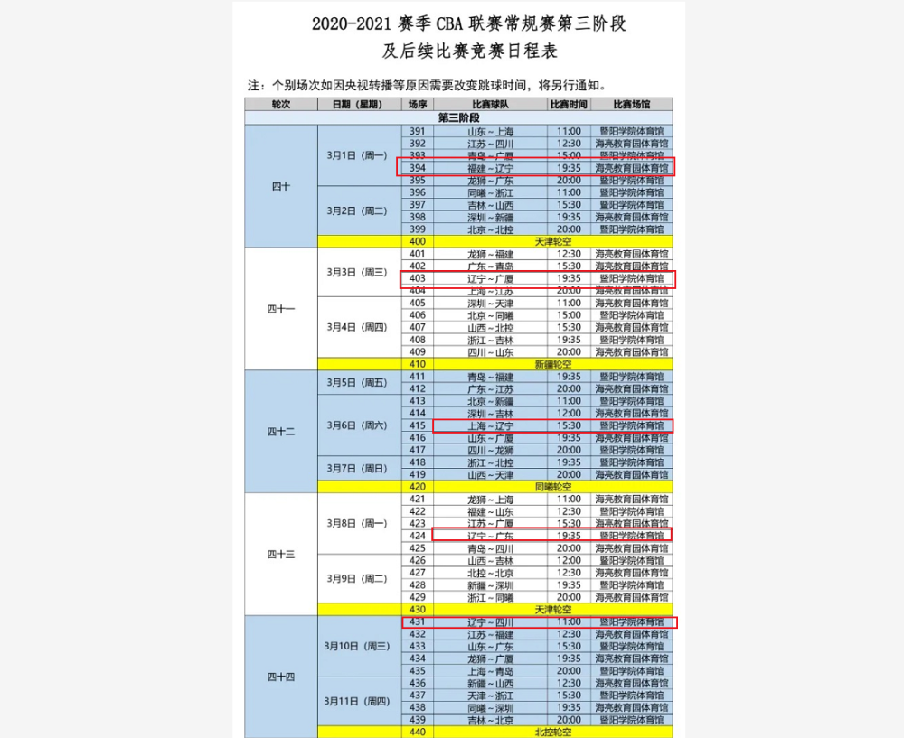 CBA季后赛赛程安排2020，热血荣耀，激战再燃